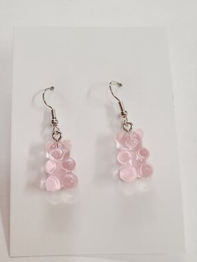 Pink Gummy Bear Drop Earrings - Women Jewelry